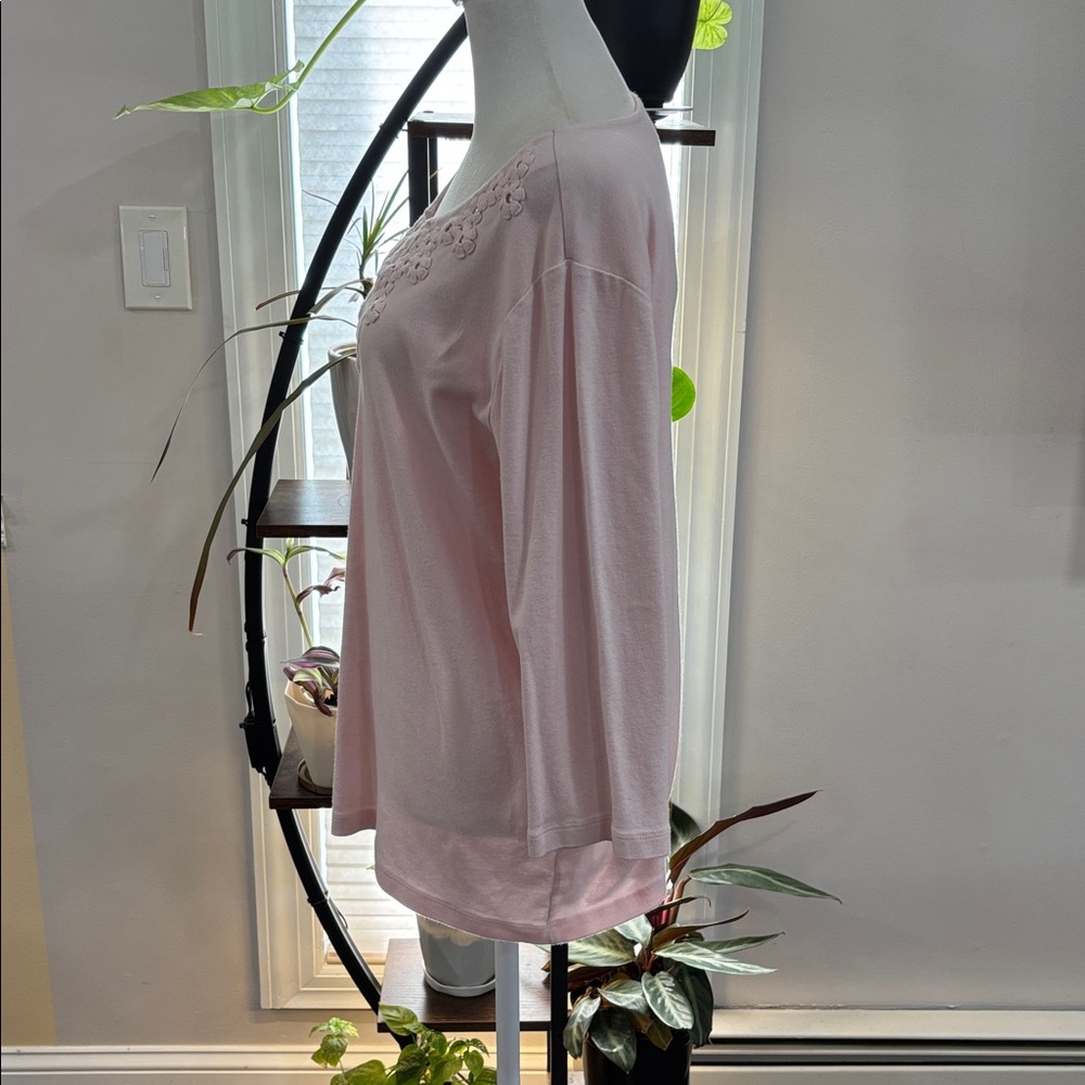 🦒 Karen Scott Pink Embellished V Neck Top size 0X - Picture 4 of 6